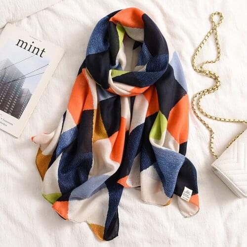 Brand 2020 Women Scarf Fashion Geometric Cotton Winter Scarves For Lady Shawls And Wraps Pashmina Warm Long Size Stoles Hijab