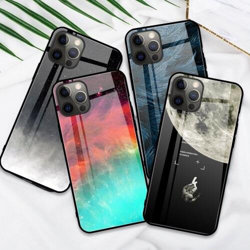 Case For iPhone XS MAX XR 6 6S 7 8 Plus Phone Cases Clear Tempered Glass Pattern Cover For iPhone 11 12 Pro Max 12 Mini SE 2020