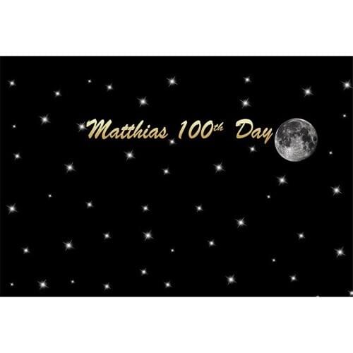 Black Photography Background Twinkle Little Stars with Silver Planet Backdrop For Kids Birthday Party Decortion Baby Shower