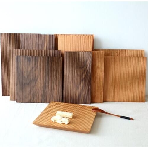 Japenese Style Rectangle Wood Tray For Tea Cup Pot Dessert Fruit Handmade Anti-scalding Wooden Tray For Soup Bowl Food Plate