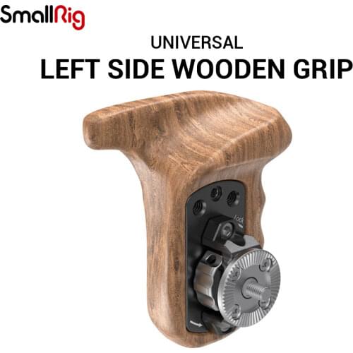 SmallRig Camera Video Handle Grip Stabilizer Left Side Wooden Handle with Rosette for Shoulder Mount Rig 1891