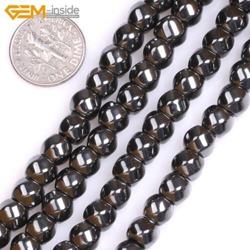 Gem-inside Natural Twisted Column Hematite Spacer Stone Beads For Jewelry Making 15inches DIY Jewellery