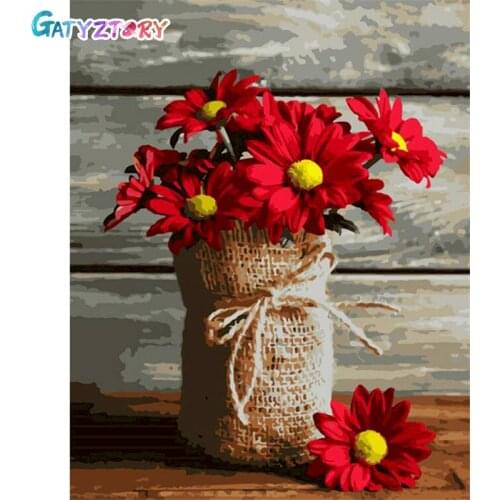 GATYZTORY DIY Painting By Numbers Flowers Picture On Canvas Coloring By Numbers Acrylic paints Home Decor