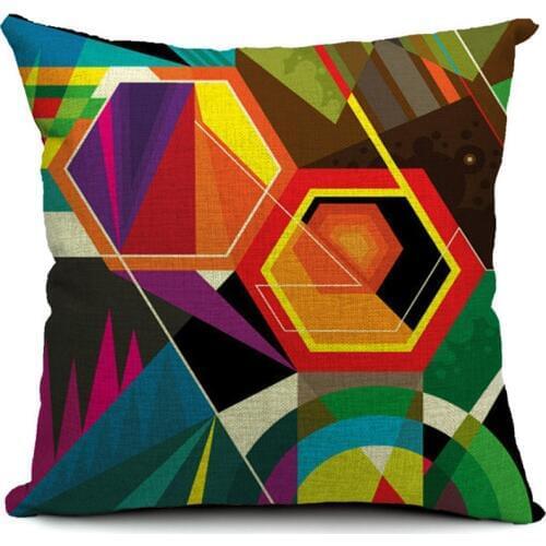 Hot Sale Pillow Covers Creative Abstract Geometry Pattern New Fashion45X45CM Linen Pillow Cover \ Home Decorative Linen Cushion