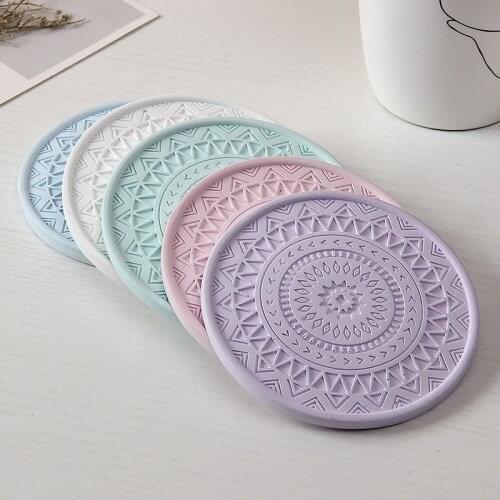 Round Table Mat Anti Slip Drink Coasters Insulated Solid Placemats Diatomite Absorbent Mat Kitchen tool for Home Decor