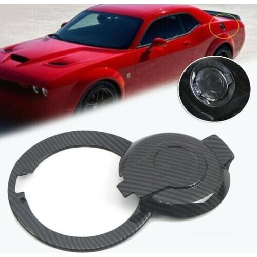 Carbon Fiber Oil Fuel Tank Cap Cover Trim Door Gas Filler Cap for Dodge Challenger 2015-2019