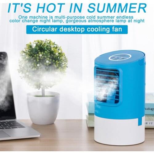Small Space Evaporative Air Cooler With Night Light Portable Air Conditioner Fan Summer Desktop Air Cooler Water Cooling Fan#db4