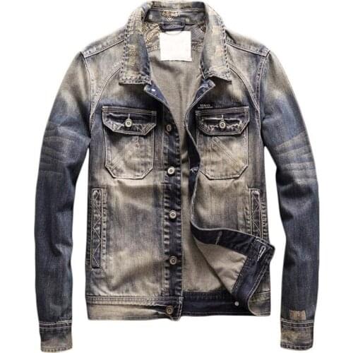 Automotive Mens Suit Dress Jeans Jackets European and American Style Cowboy Mens Denim Coats Spring Clothing Mens Overcoat 2018