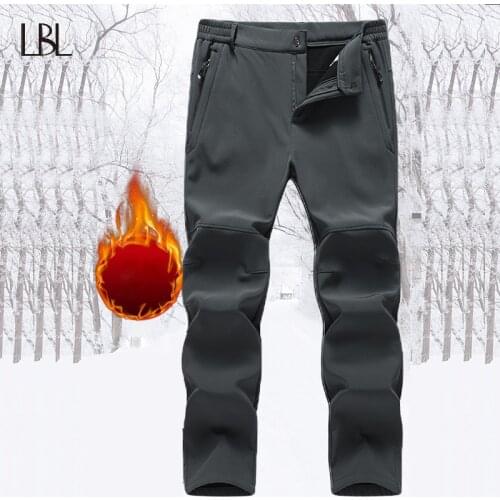 Winter Softshell Fleece Outdoor Pants Men Trekking Fish Camp Climb Hiking Warm Pant Man Waterproof Windproof Breathable Trousers