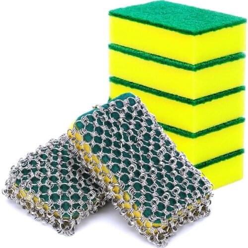 Iron Skillet Cleaner Set Include Stainless Steel Chainmail Decontamination White Clean Cloth Wire Brush for Cleaning Wok