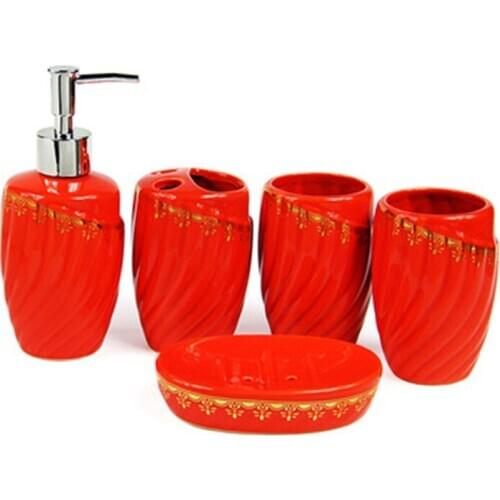 Wedding Gift Five-piece Wash Set Ceramic Bathroom Set-Toothbrush Holder-Soap Dispenser-Soap Box Bathroom Accessories Set