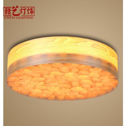 New Chinese solid wood ceiling lamp retro living room bedroom lamp teahouse restaurant hotel round wooden ceiling lamp