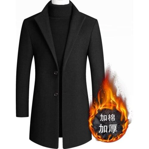 2021 Autumn Winter New Mens Woolen Coats Male Slim Long Jacket Fashion Boutique Solid Slim Mens Trench Coat Jacket Plus Size
