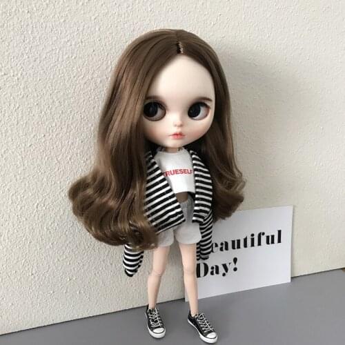 1pcs Blythe Clothes T-shirt+Striped jacket Coat and Short for Doll Accessories (Blythe,ob,Pullip,Baribes,1/6 Dolls)