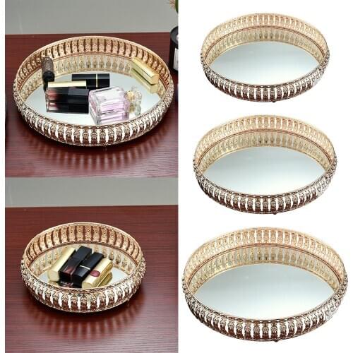 Perfume Tray Mirror Vanity Tray Decorative Bathroom Tabletop Tealight Holder