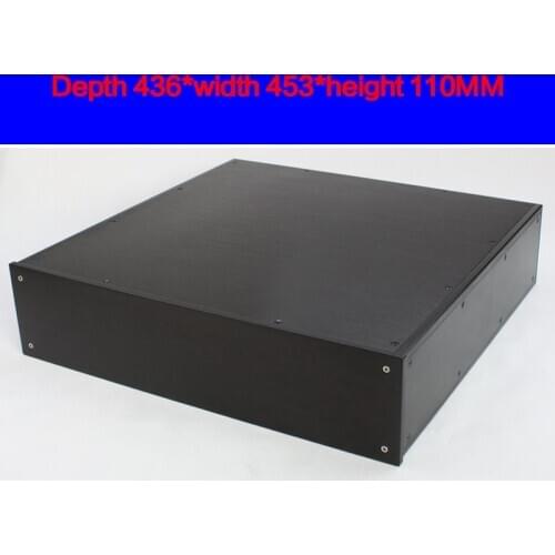 KYYSLB 436*453*110MM CJ079 All Aluminum Preamp Amplifier Chassis Box House DIY Enclosure with Feet Screw Amplifier Case Shell