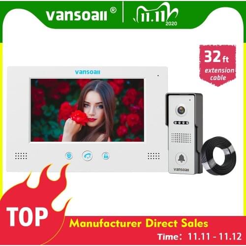 VANSOALL 7 Inch Wired Video Doorbell Intercom System ,1xTouch Screen Monitor with 1200TVL Wired doorbell Camera and 10 m cable