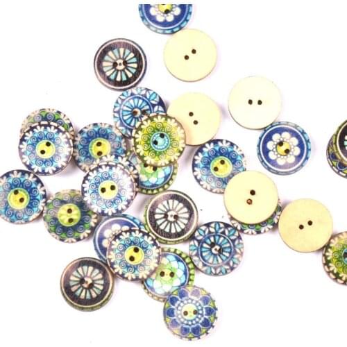 50pcs 2holes Mixed Wooden Buttons For Handwork Sewing Decor Scrapbook Clothing Crafts Kid DIY Sewing Accessories 15-25mm m2224