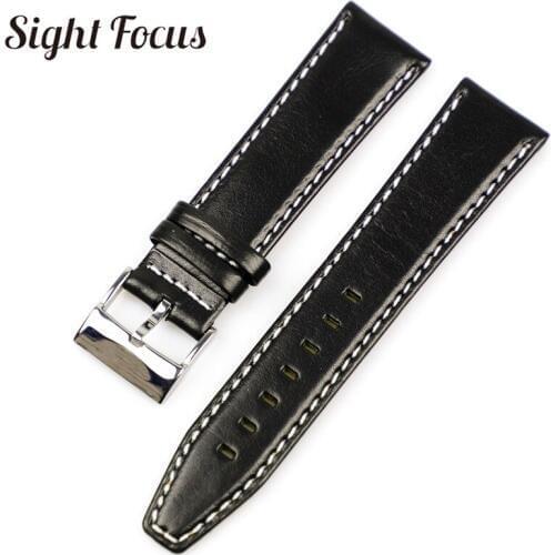 22mm Leather Watchband for Tag_Heuer Breitling Watch Strap Men Wrist Band Belt Replacement Black Bracelet Wing Buckle Watch Male