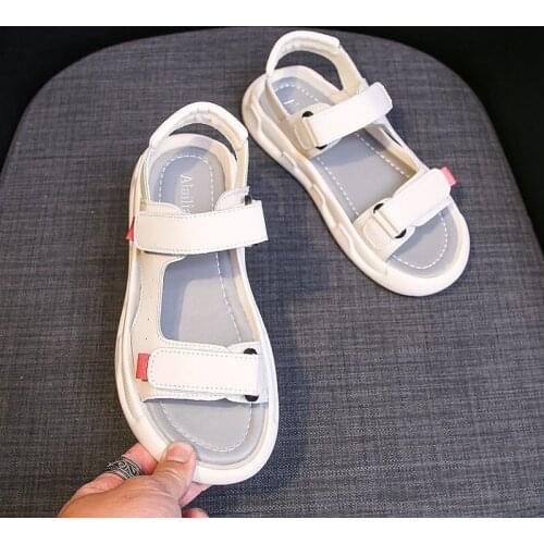 Pop Nice Women PU Leather Sandals Summer Flat Bottom Student Non-slip Wild Shoes Platform Leisure Beach comfortsble Sports Shoes