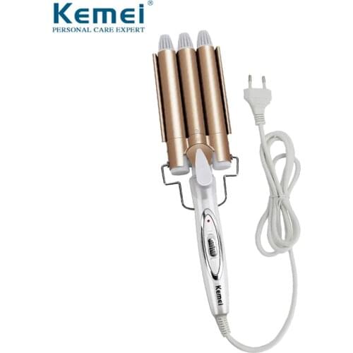KEMEI Professional Curling Iron Ceramic Triple Barrel Hair Styler Hair Waver Styling Tools 110-220V Hair Curler Electric Curling
