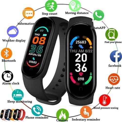 Sports Bracelet Bluetooth Smartwatch Heart Rate Fitness Tracking For Xiaomi Apple Android Watches 2021 M6 Smart Watch Women Men