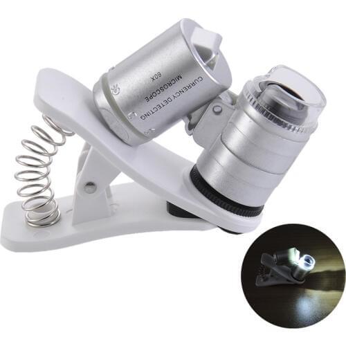 Universal 3Led Light Clip Mobile Phone Microscope Magnifier Micro Lens 60X Optical Zoom Telescope Camera High Quality