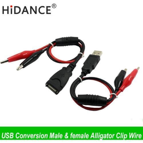 USB Alligator clips Crocodile wire Male/female to USB tester Detector DC Voltage meter ammeter capacity power meter monitor, etc