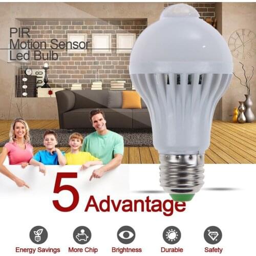 High Quality 1pcs Pir Motion Sensor Lamp Power 5w Led E27 Bulb Auto Smart Led Pir Infrared Body Lamp With Motion Sensor Light