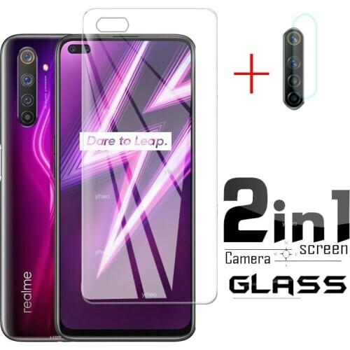 On For oppo Realme 6 Pro Glass 2 in 1 camera lens protective Glass on Realme6pro Real me 6pro screen protector Phone Film
