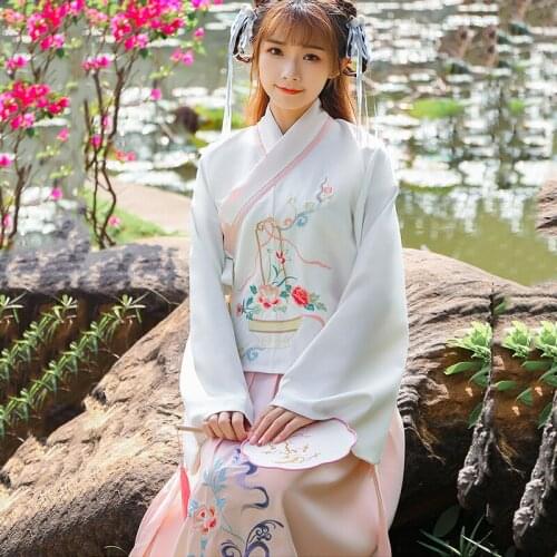 Women Chinese Dance Costume Loose Hanfu Traditional Stage Wear For Singers Folk Dress Oriental Performance Clothing 2 Pcs DC1847