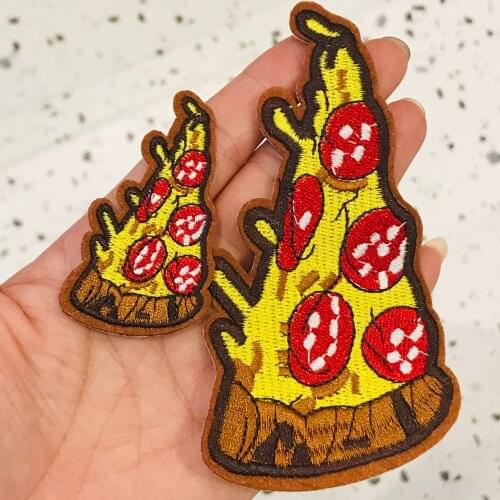 1Pcs Food Pizza Embroidery Patches for T-shirt Iron on Stripes Appliques Clothes Stickers Clothing Badges