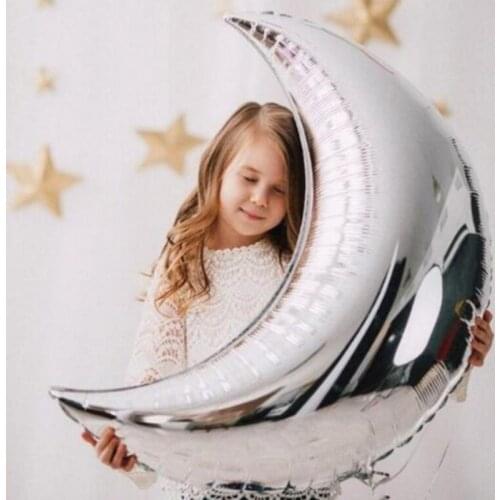 1Pc Moon Stars Foil Balloons Classic Toys Kids Birthday Party Wedding Decoration Anniversary Silver Gold Baby Shower Gifts