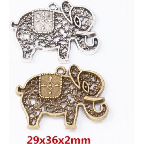 10 pieces of retro metal zinc alloy elephant pendant for DIY handmade jewelry necklace making 7491