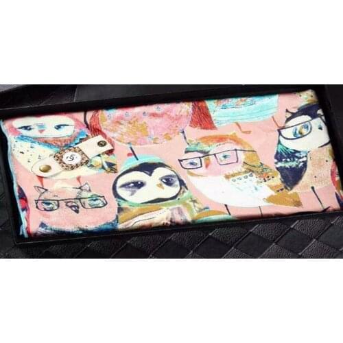 120pcs/lot 2015 new satin owl print Head Scarf Women Gift Owl bandana 70*70cm