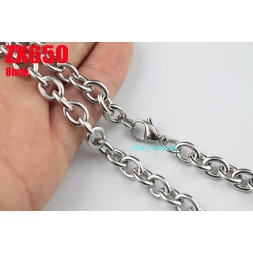 14"-38" 8mm Round wire cross chain stainless steel necklace chain mans lady fashion jewelry 20pcs ZX650