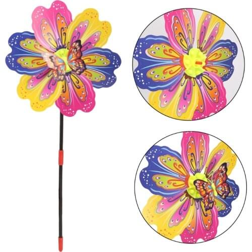 3D Butterfly Flower Windmill Wind Spinner Home Garden Yard Decoration Kids Toy 95AE