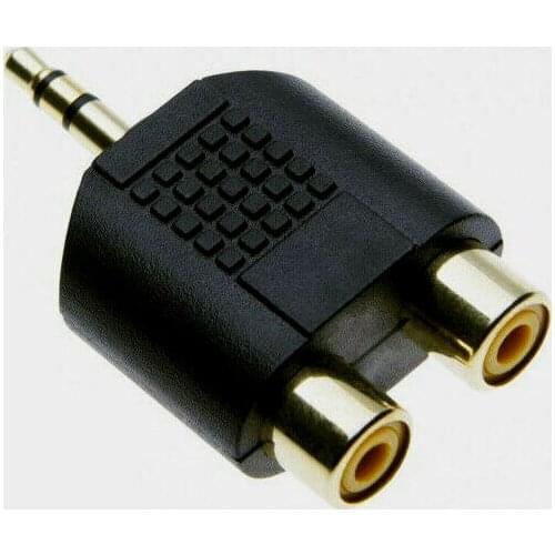 5pcs 3.5mm stereo Audio Plug to 2 RCA female jack Y Splitter connectrs