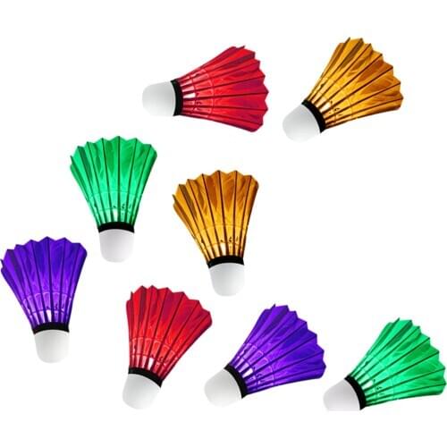 8 Pieces Colorful LED Badminton Set Shuttlecock Night Glow Lighting Birdies Green + Red + Yellow + Blue