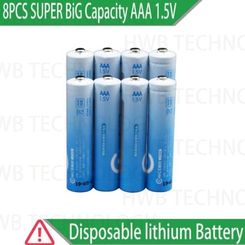 8 PCS/lot Brand New pushout SUPER Big Capacity AAA 1.5 V lithium iron batteries.High power Long shelf life free shipping