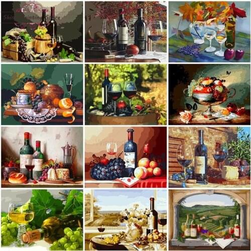 5D DIY Diamond Painting Fruits Grape Wine Full Square Round Diamond Embroidery Table Food Drink Scenic Handicraft Kitchen Decor