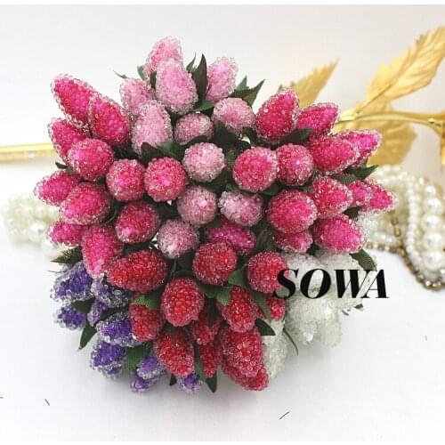 Free Shipping 144pcs/lot Multicolor 15x25mm Head Artificial Wedding Decoration Strawberry Stamen For Flower Garland