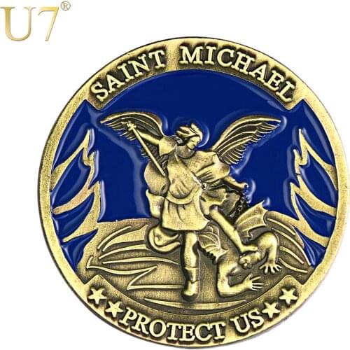 U7 Saint Michael The Archangel Brooches Pin Badges for Clothes Bags Backpacks Lapel Pins Amulet for Men Women Accessory