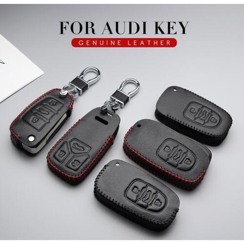 KUKAKEY Genuine Leather Car Key Case Cover Car Styling For AUDI A1 A3 8L A4 A5 A6 A4L A6L Q3 Q5 Q7 TT Sline Key Bag Holder