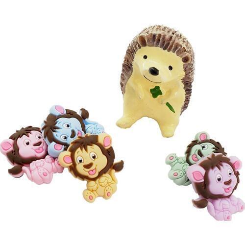 Chenkai 50PCS Lion Shaped Silicone Beads Baby Animal Cartoon Beads Teether For Making Toddlers Soothing Charm Jewelry Chain Gift