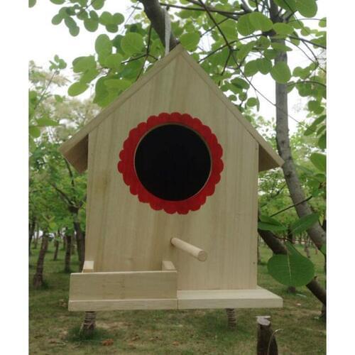 Wooden Bird House Birdhouse Hanging Nest Nesting Box With Rope Home Garden Hanging Wooden Birdhouse