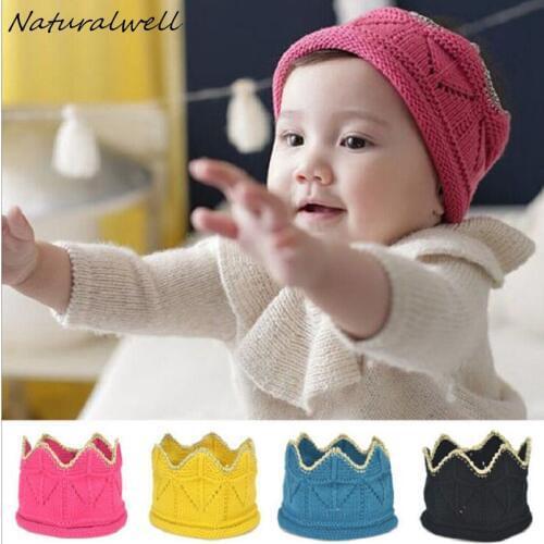 Naturalwell Baby Crochet Crown Hat Pattern Knit Crown headband Head pieces Accessory Photo Prop Christmas Gift Shower Gift HB569