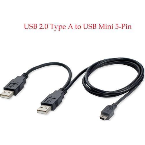 Dual USB 2.0 Type A to USB Mini 5-Pin Type B x1 Y Data & Power Cable HJ55