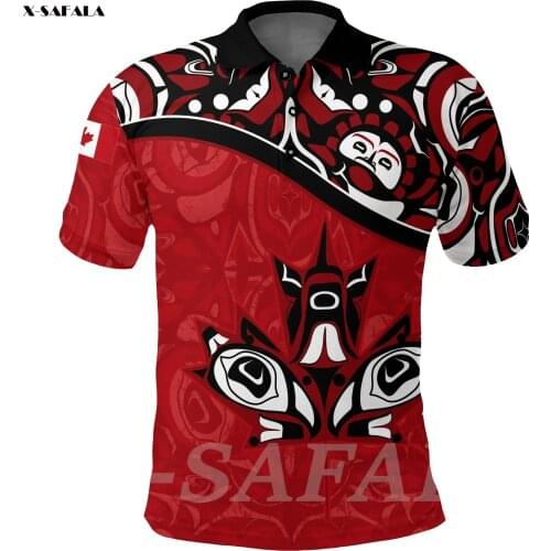 Canada Haida Maple Flag 3D Printed Men Women Polo Shirt Collar Short Sleeve Street Wear Casual Tee Tops Anti-shrink High Quality