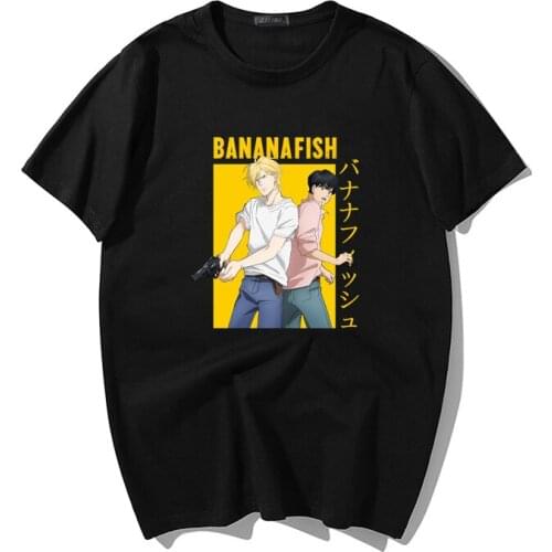 Japanese Anime Banana Fish Cute Fashion Tee Tops Harajuku Loose Manga Aesthetic T-shirt Men Women Hip hop Unisex T Shirts Male